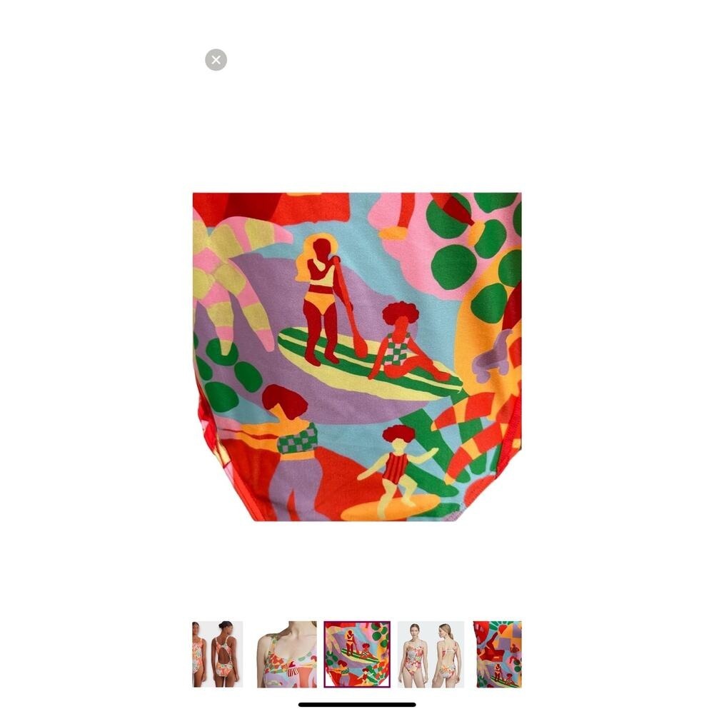 Adidas x FARM Rio Women Swimsuit One Piece Graphic Print Multi Color HY5564 12 - Picture 5 of 8